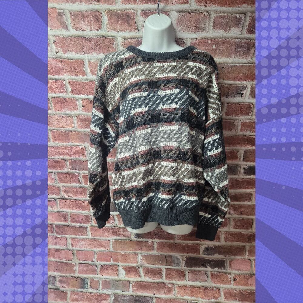 Vintage Jantzen Men’s‎ Sweater L USA Made Multicolor Crewneck Acrylic Feel